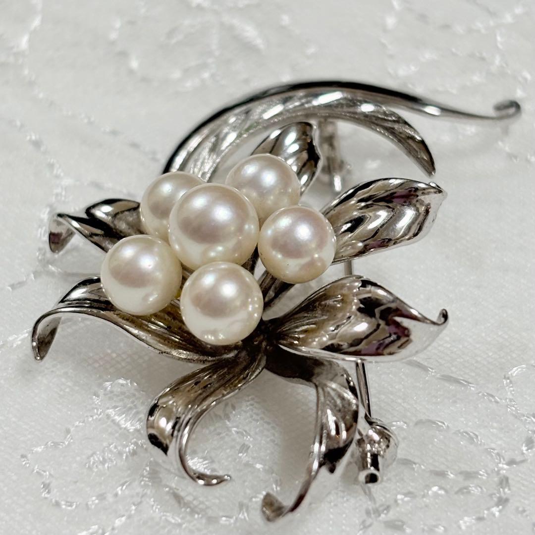 極美品 アコヤ真珠 銀細工 ブローチ 無調色 SILVER - メルカリ