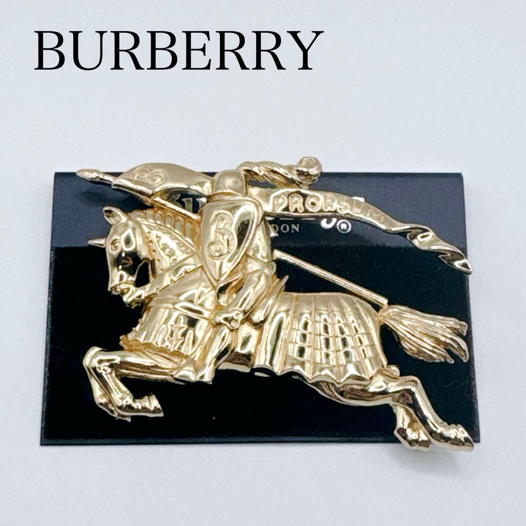 希少✨バーバリー ブローチ ゴールド ホースマーク 金 ピン ロゴ