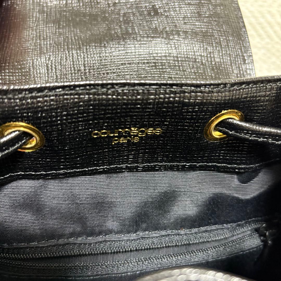 極美品 Courreges クレージュ 本革 レザー リュック ロゴチャーム