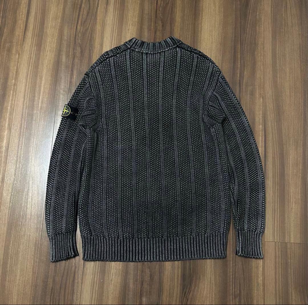 ストーンアイランド グレー リブ編みセーター
