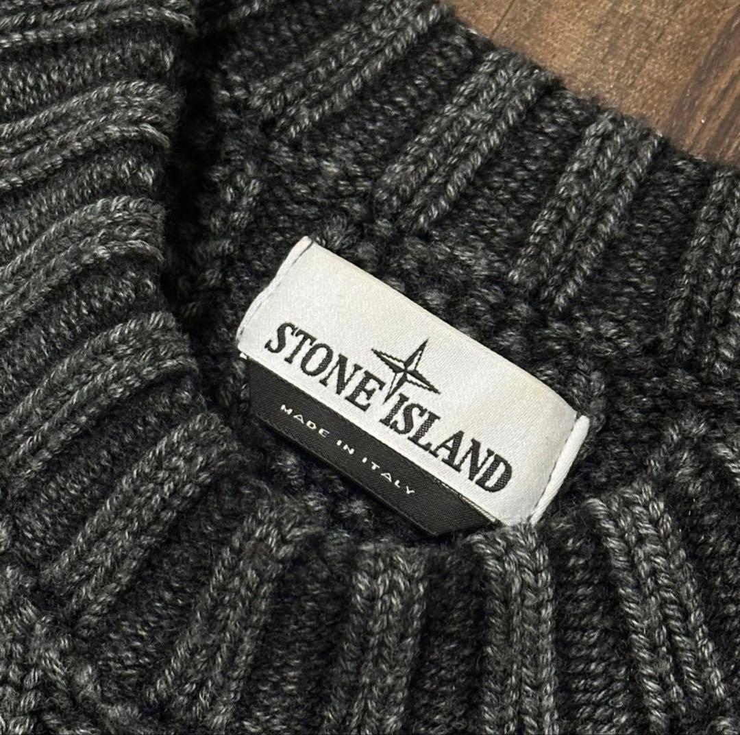 ストーンアイランド グレー リブ編みセーター