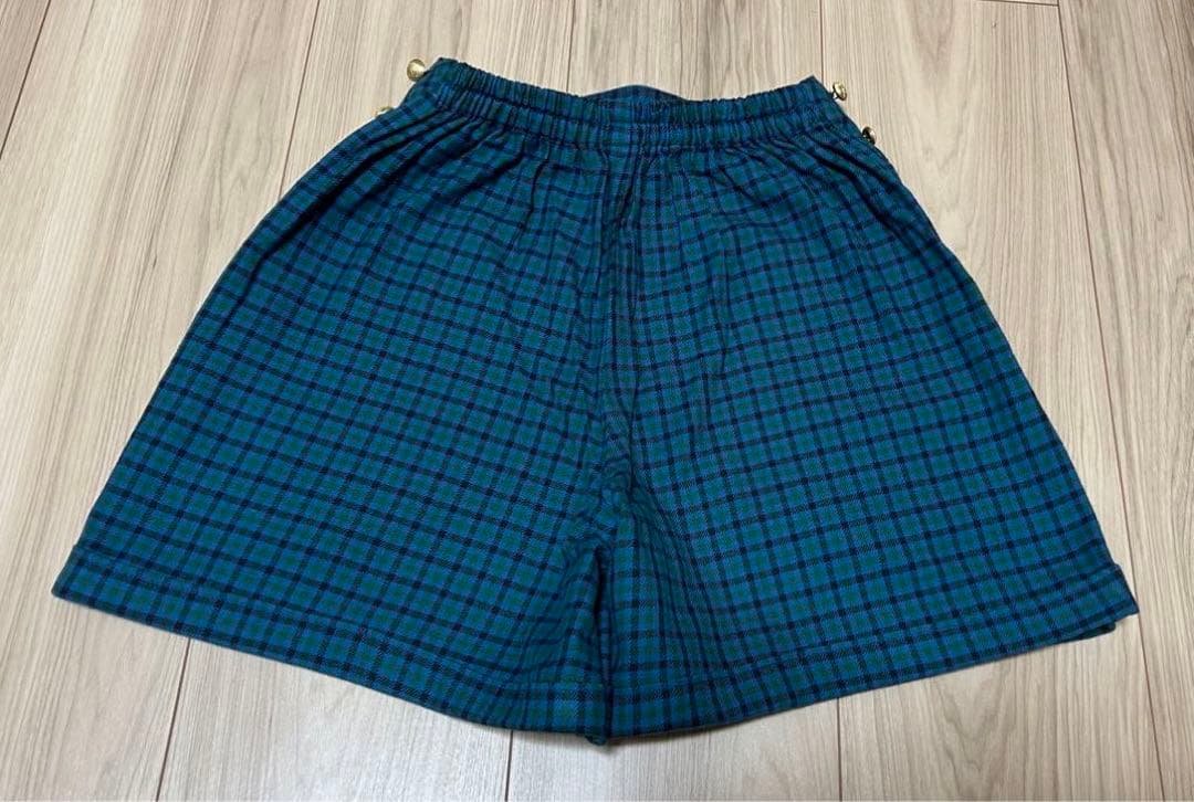 最終価格【美品】ファミリア　キュロット　青系チェック　綿100% 起毛　130㎝