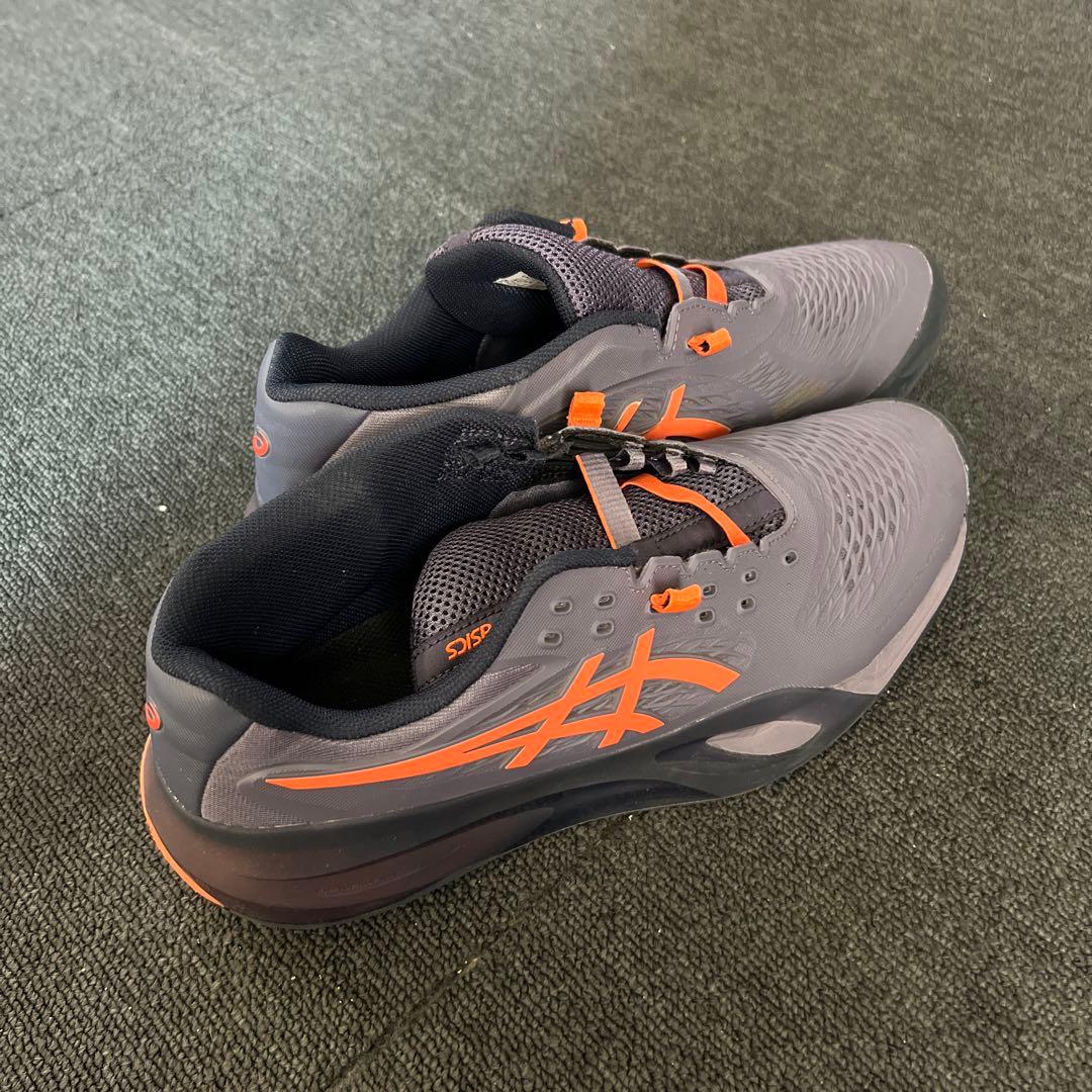 ASICS テニスシューズ グレー/オレンジ