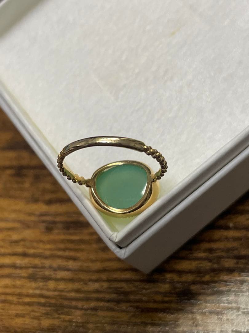 指輪 K18YG 11号 グリーンカルセドニー 12×10cm 1回半日使用