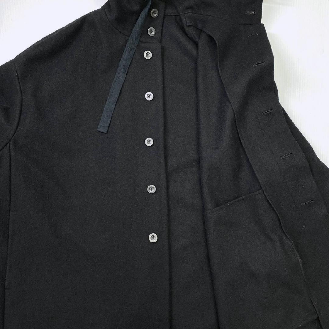 シンヤコヅカ ビッグ ウール フーデッド コート Mサイズ ブラック 黒