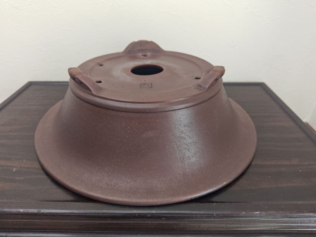 陶器 形鉢 足付き 中央穴あり 豊林 落款