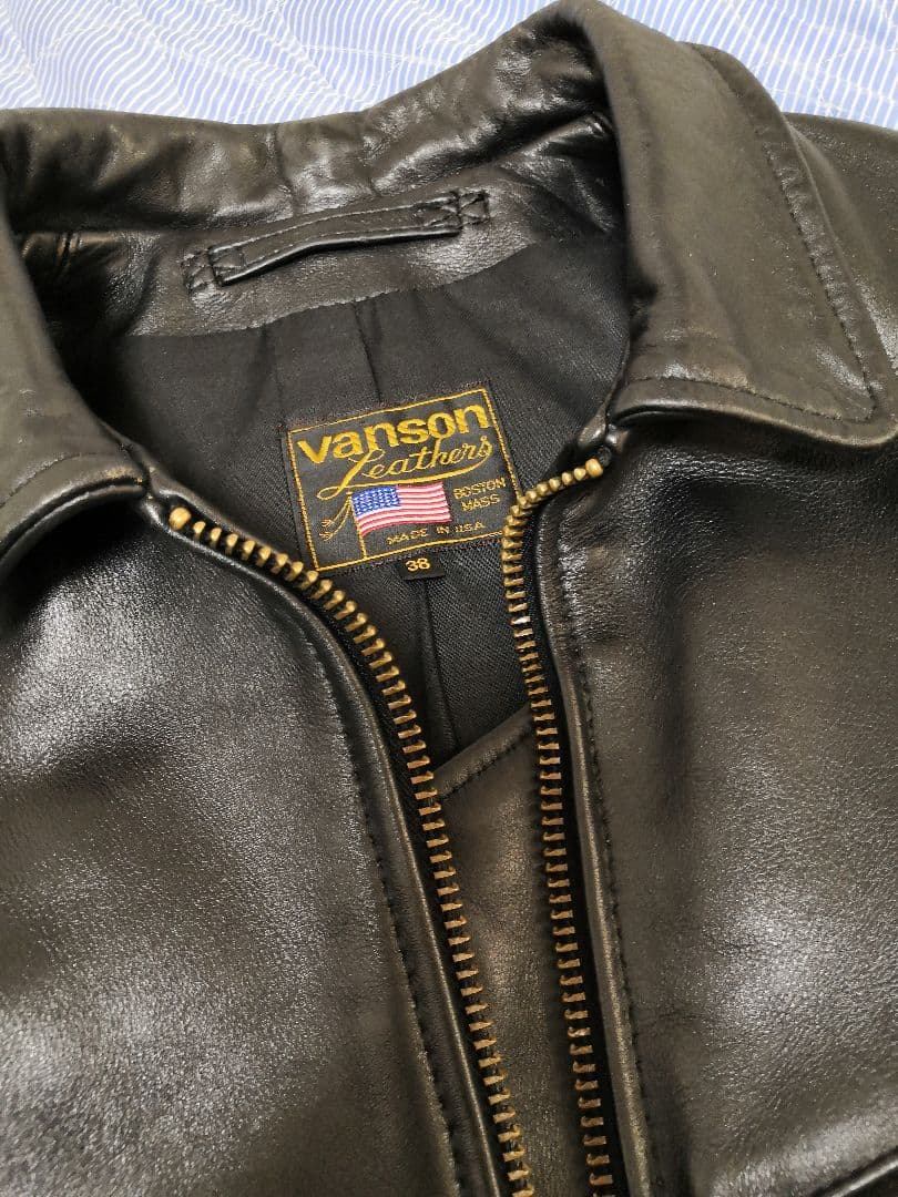 秋に向けて準備！人気レア黒 VANSONライダース レザージャケット 38