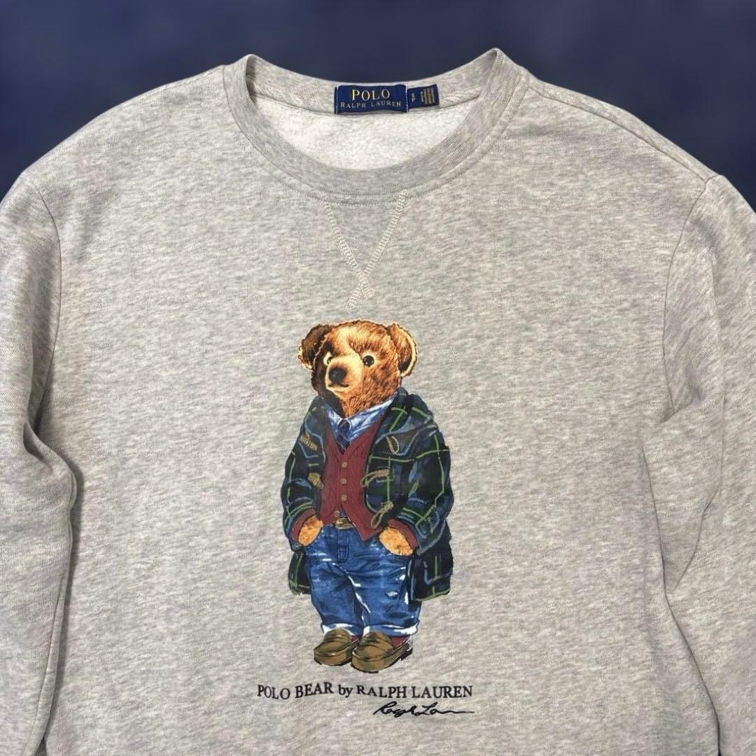 ポロラルフローレン ポロベア 裏起毛 クルーネック スウェット S グレー