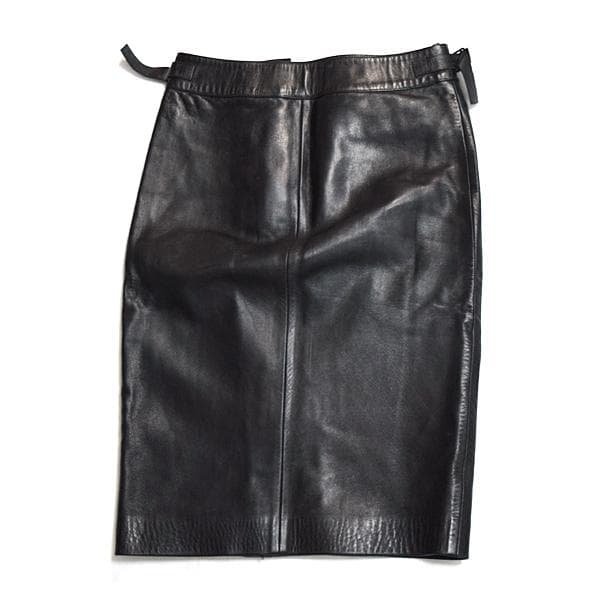 グッチ□サイドロゴ入り金具レザータイトスカート レディース38