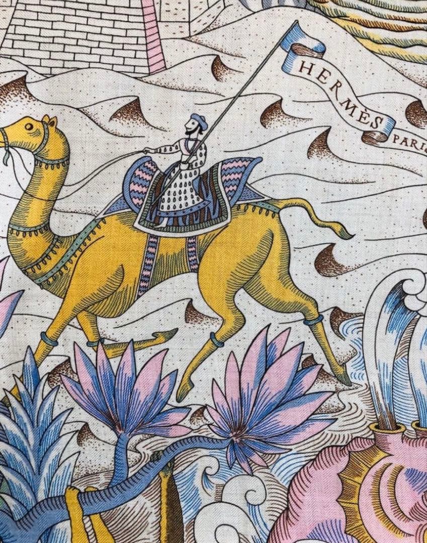 美品 エルメス カシシル カレジュアン 140 カシミヤシルク 宇宙誌