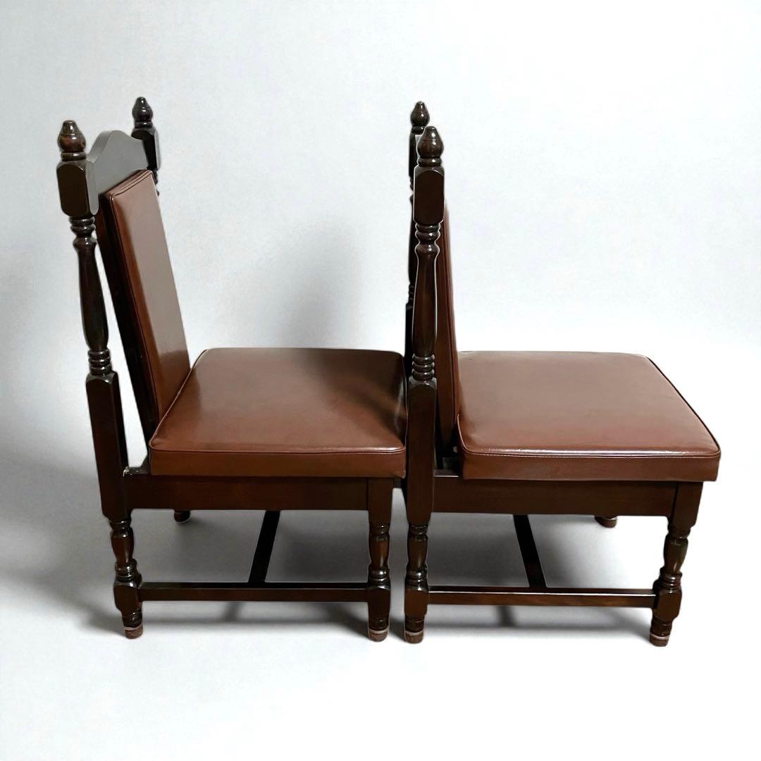 【最終値下げ】アンティーク調 ダイニングチェア ロクロ脚 2脚セット 西洋風　①