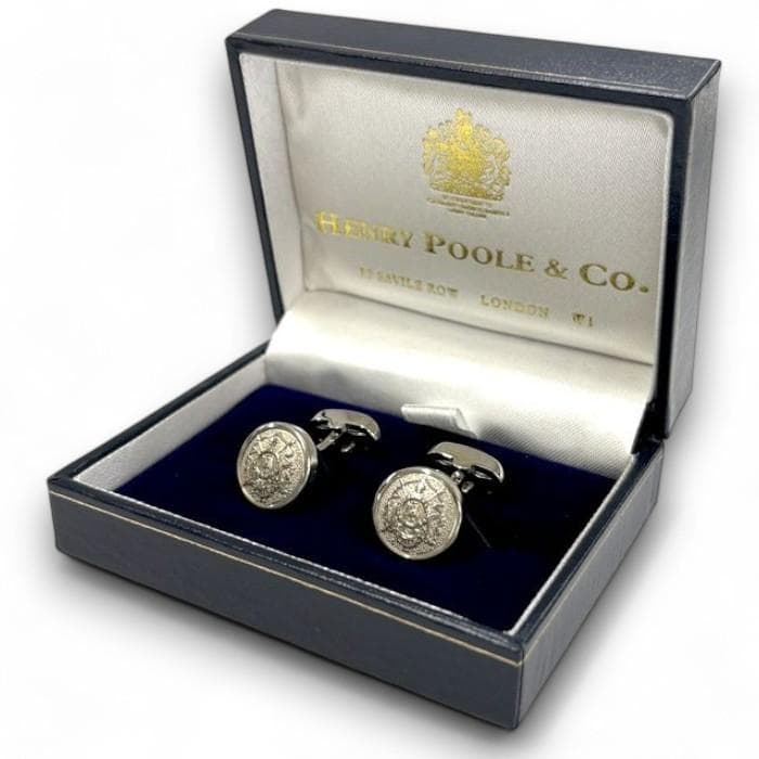 ヘンリープール 英国製 刻印入り カフリンクス カフスボタン スウィヴル式 銀
