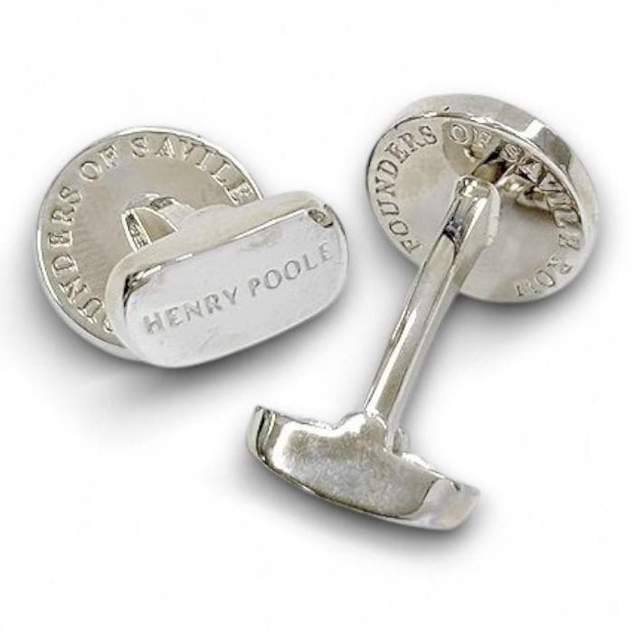 ヘンリープール 英国製 刻印入り カフリンクス カフスボタン スウィヴル式 銀
