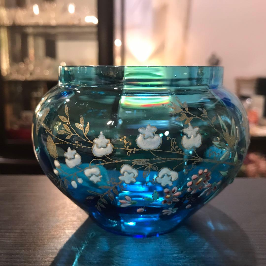 極稀少オールドバカラBaccaratシュガーポット砂糖入れ☆金彩エナメル彩