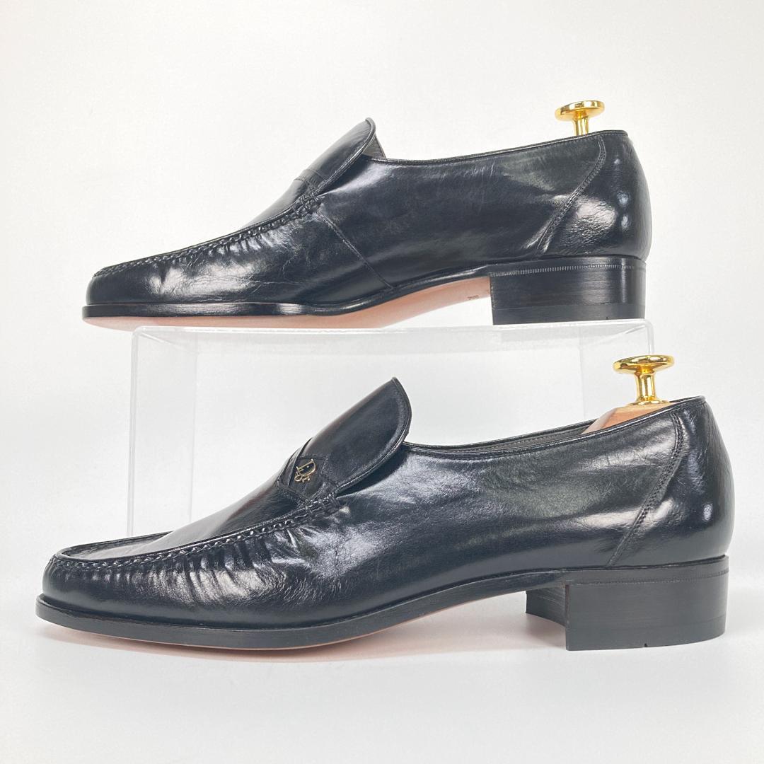 未使用・箱付　クリスチャンディオール　ロゴレザーローファー　本革　黒　38