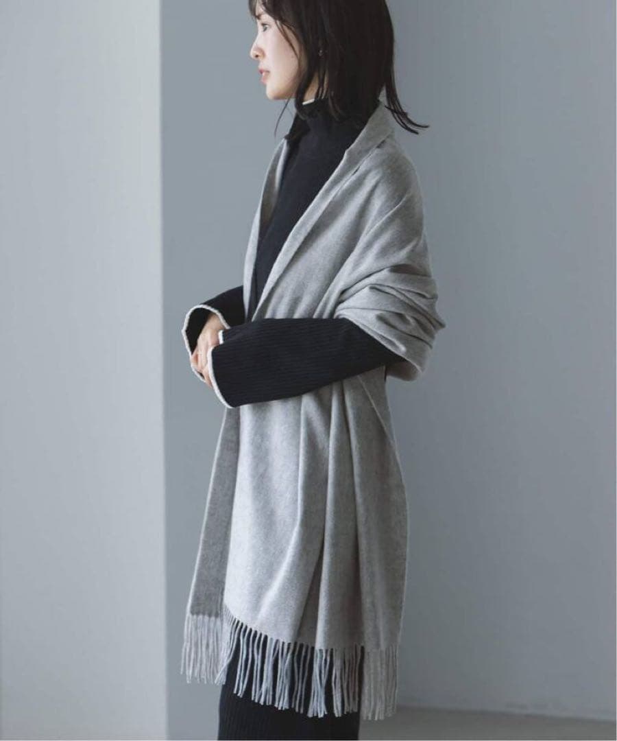 NOBLE オリジナルカシミヤストール グレー