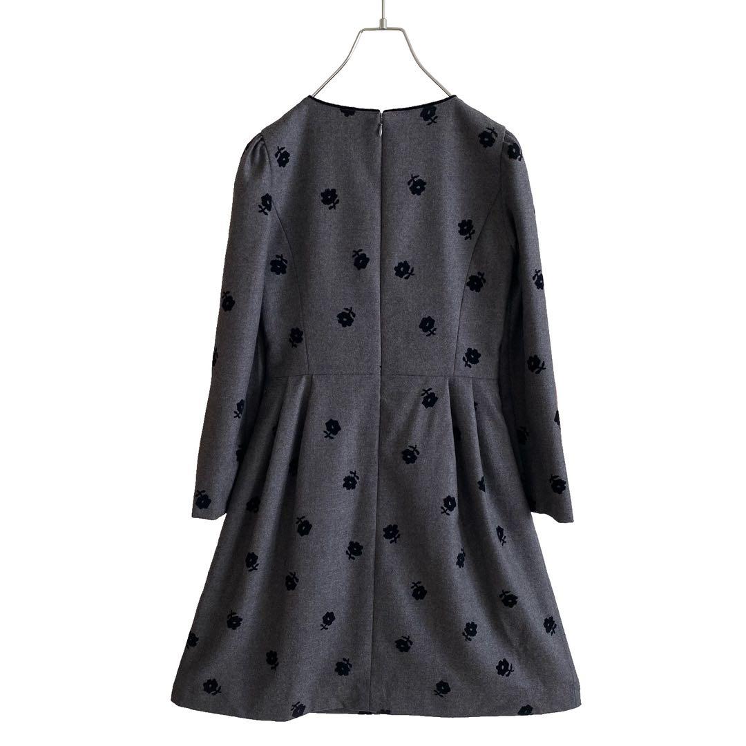 美品 MS GRACY エムズグレイシー 花柄 ウール ワンピース 38 リボン