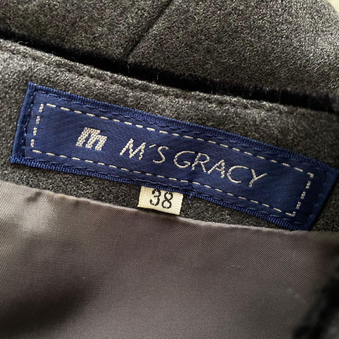 美品 MS GRACY エムズグレイシー 花柄 ウール ワンピース 38 リボン