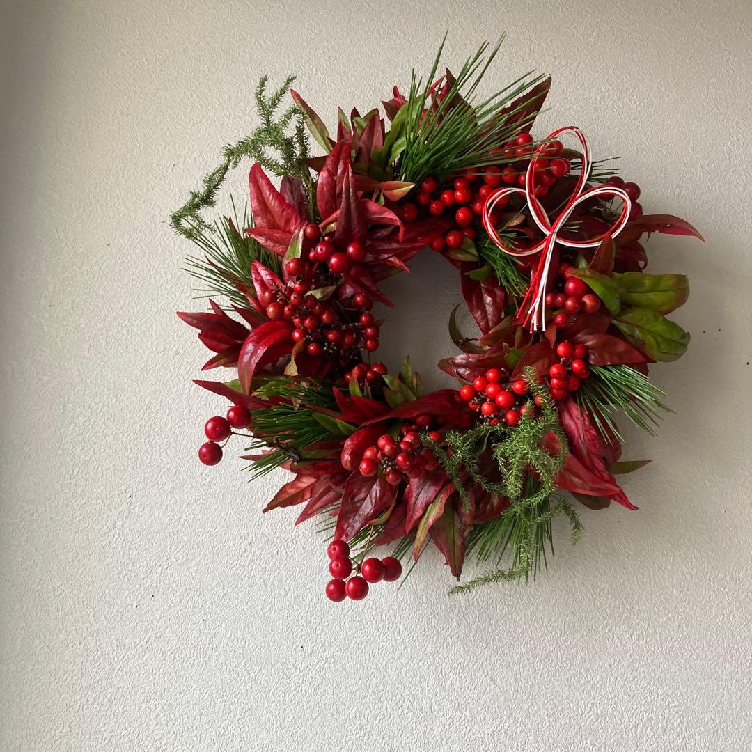 おたふく南天と松のお正月飾り 南天 サンキライ ヒカゲノカズラ - メルカリ