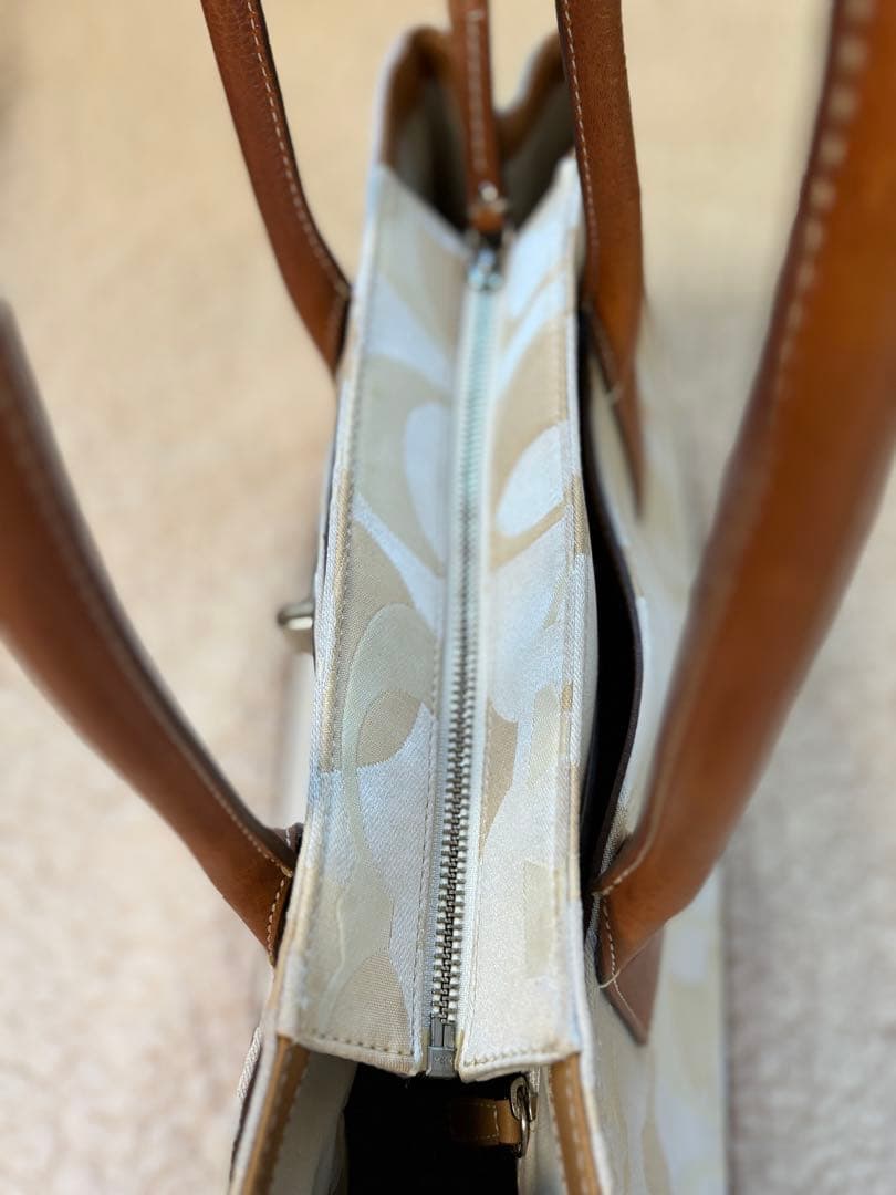 トートバッグ ホワイト/ベージュ 合成皮革