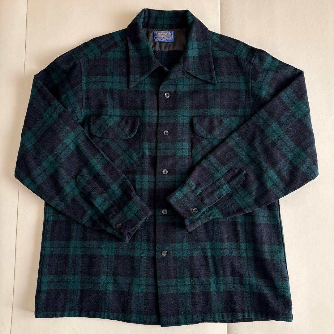 70s PENDLETON ウール ボードシャツ 開襟 ブラックウォッチ L - メルカリ