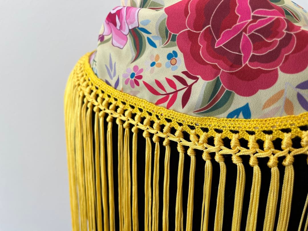 フラメンコ マントンシージョ イエローマントン風花柄水玉 イエロー