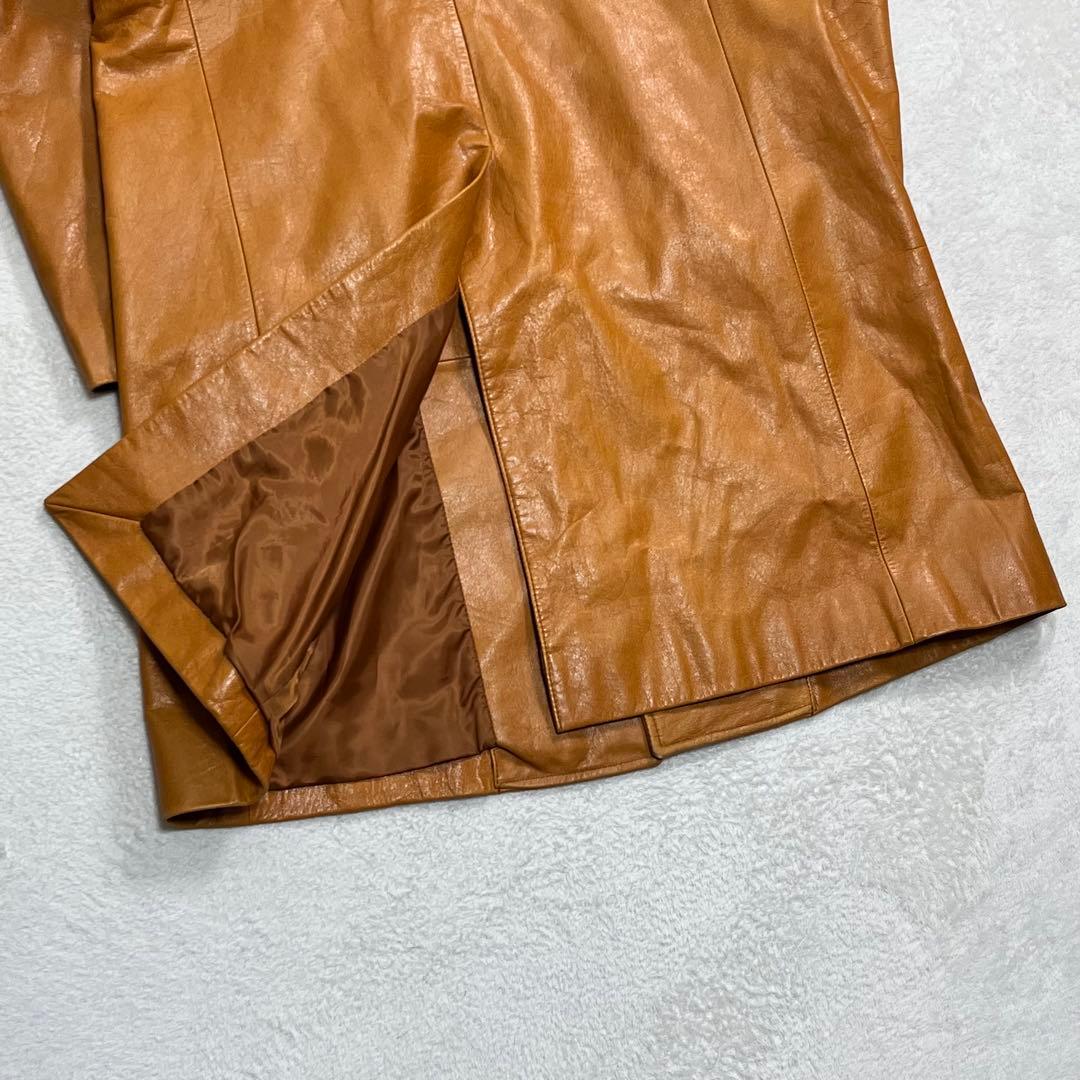 トルネードマート』レザーチェスターコート 牛革 キャメル ロング丈 L