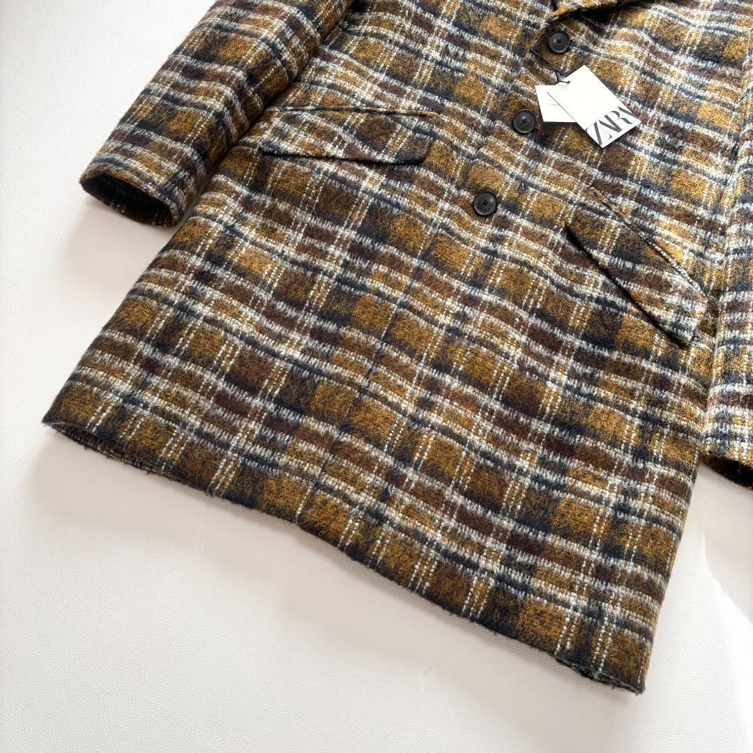 【新品】 ZARA チェスターコート キルティング アルパカ L相当 チェック柄