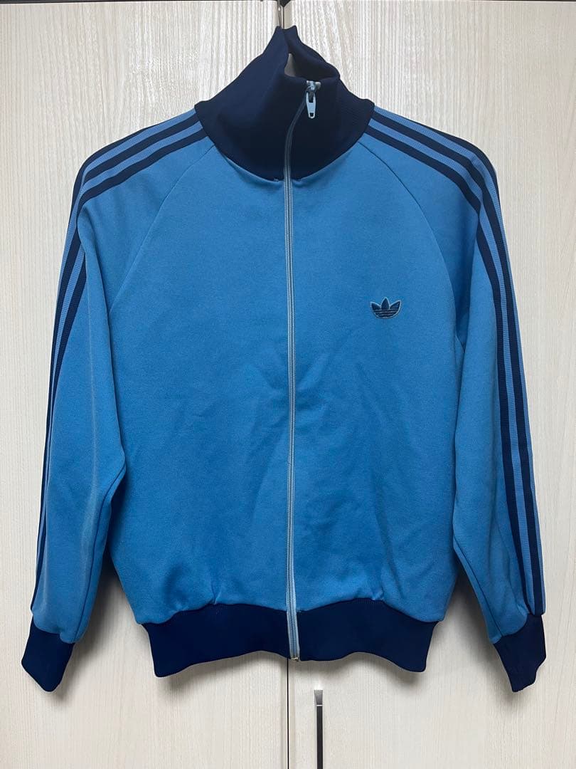 adidas トラックジャケット　ブルー　(80s デサント製)
