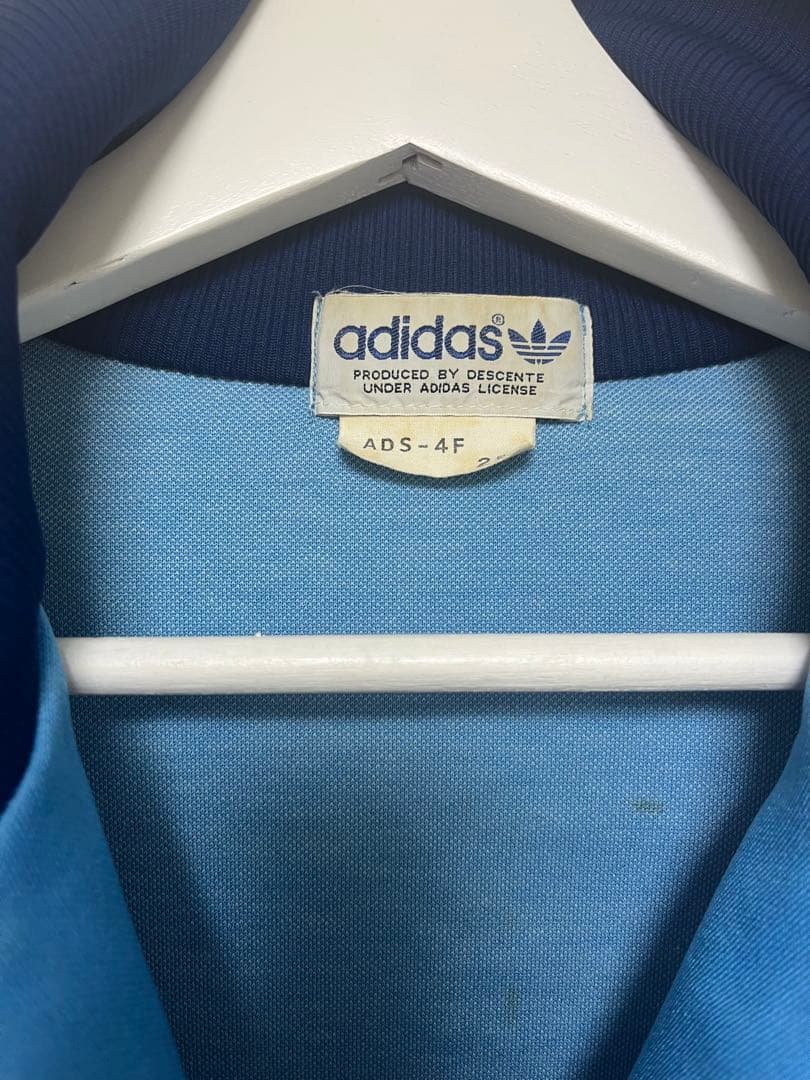 adidas トラックジャケット　ブルー　(80s デサント製)