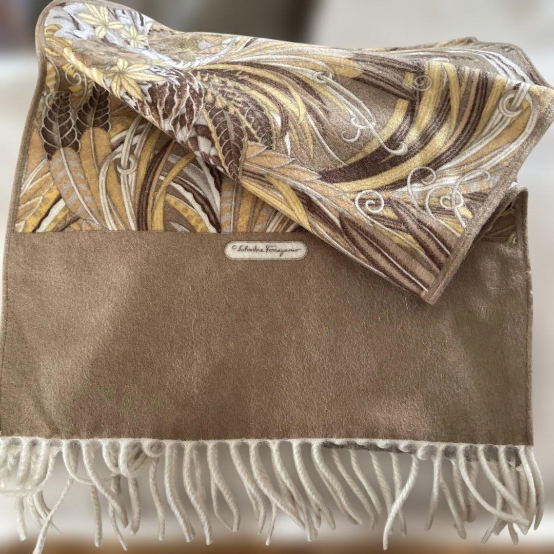 カシミア　１００％　ストール ブラウン・ゴールド系