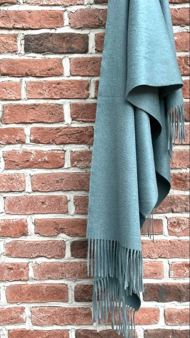 極上カシミヤ100%☆大判 ストール☆グレイッシュグリーン