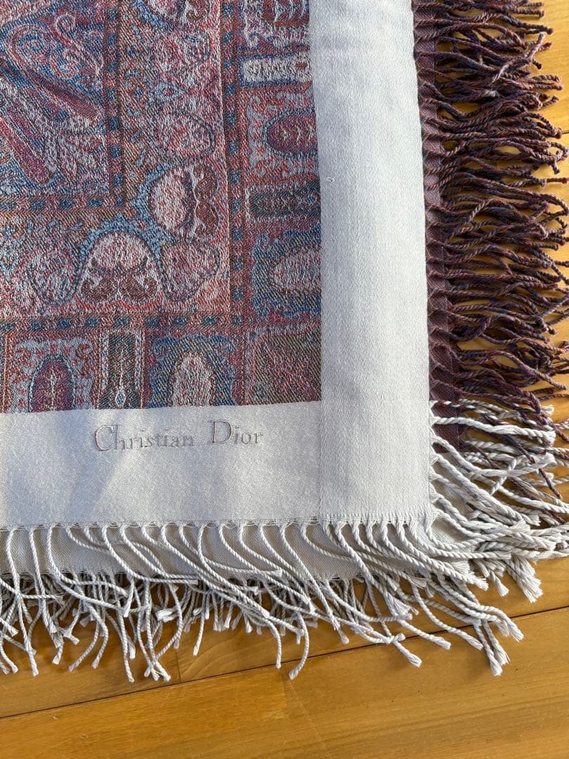 Christian Dior 大判ストール 茶系ペイズリー ヴィンテージ