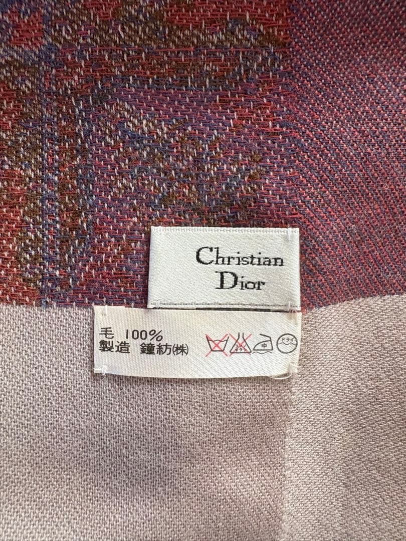 Christian Dior 大判ストール 茶系ペイズリー ヴィンテージ