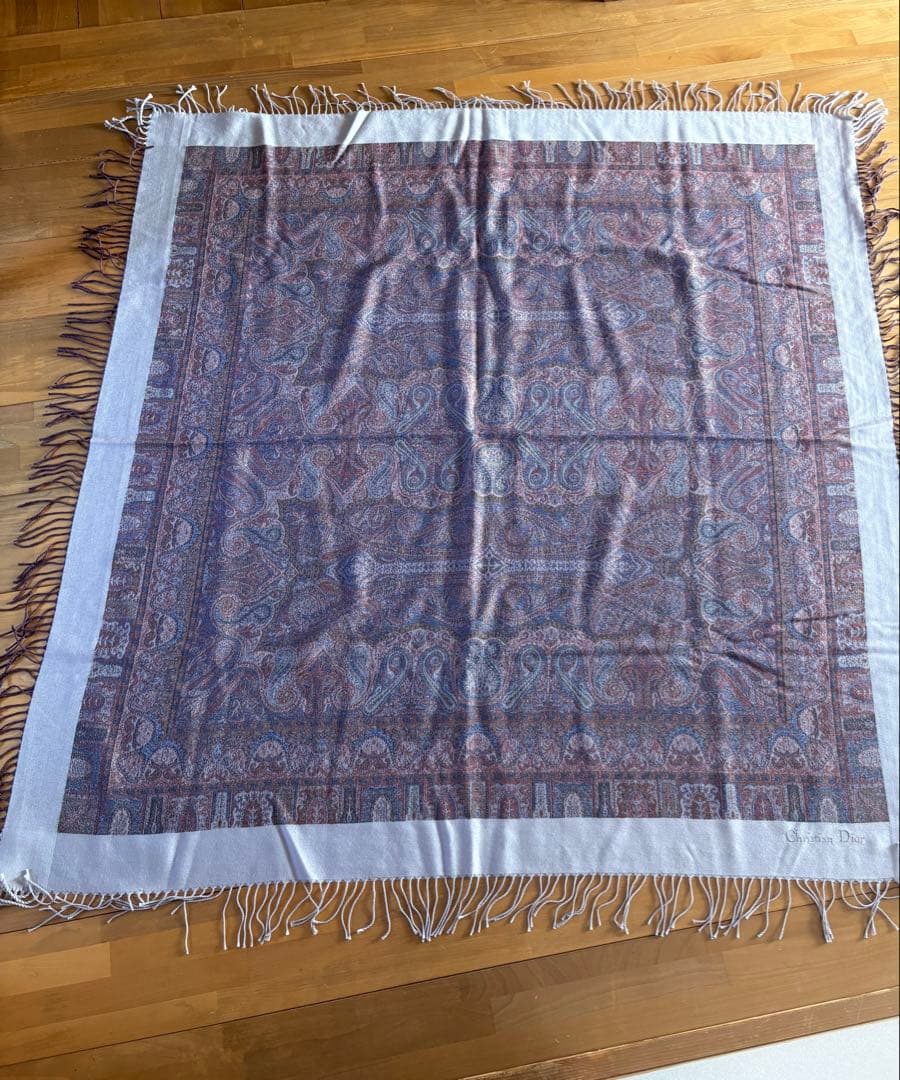 Christian Dior 大判ストール 茶系ペイズリー ヴィンテージ