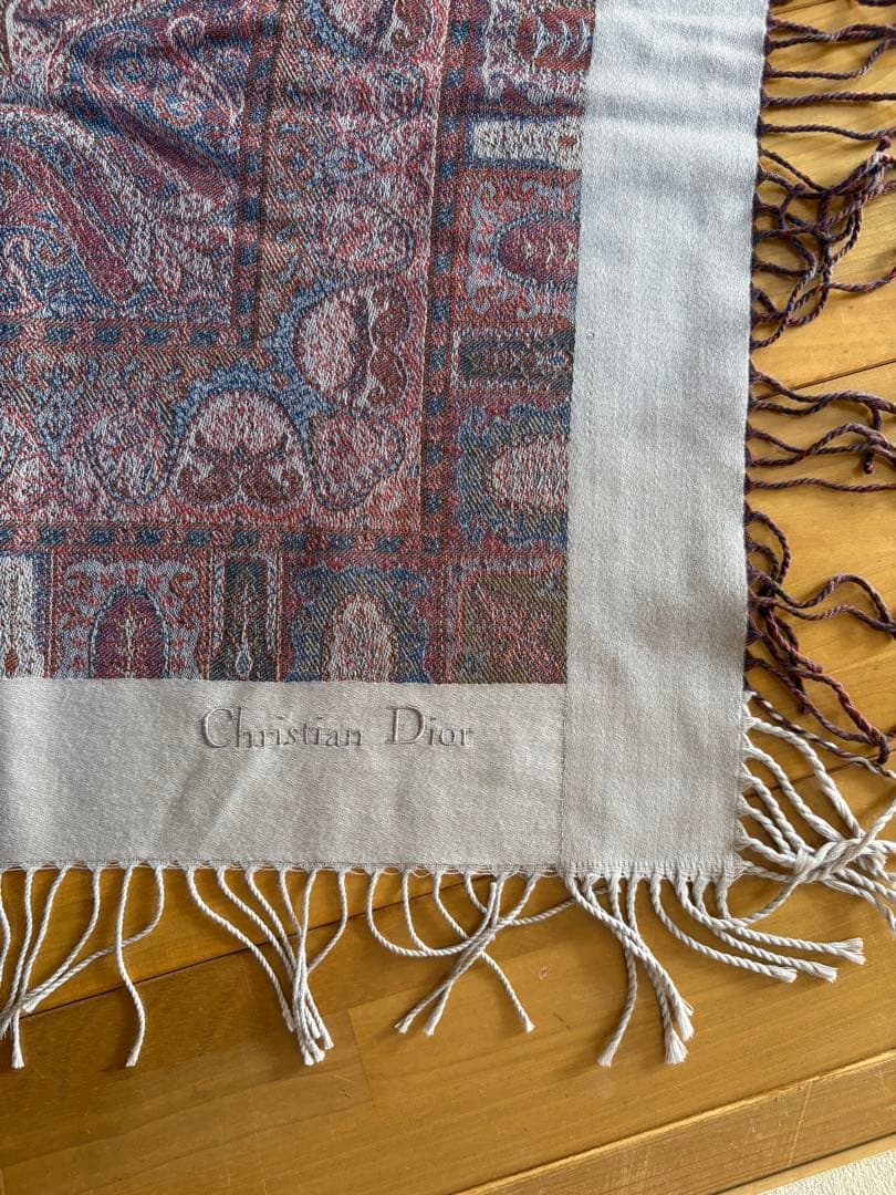 Christian Dior 大判ストール 茶系ペイズリー ヴィンテージ