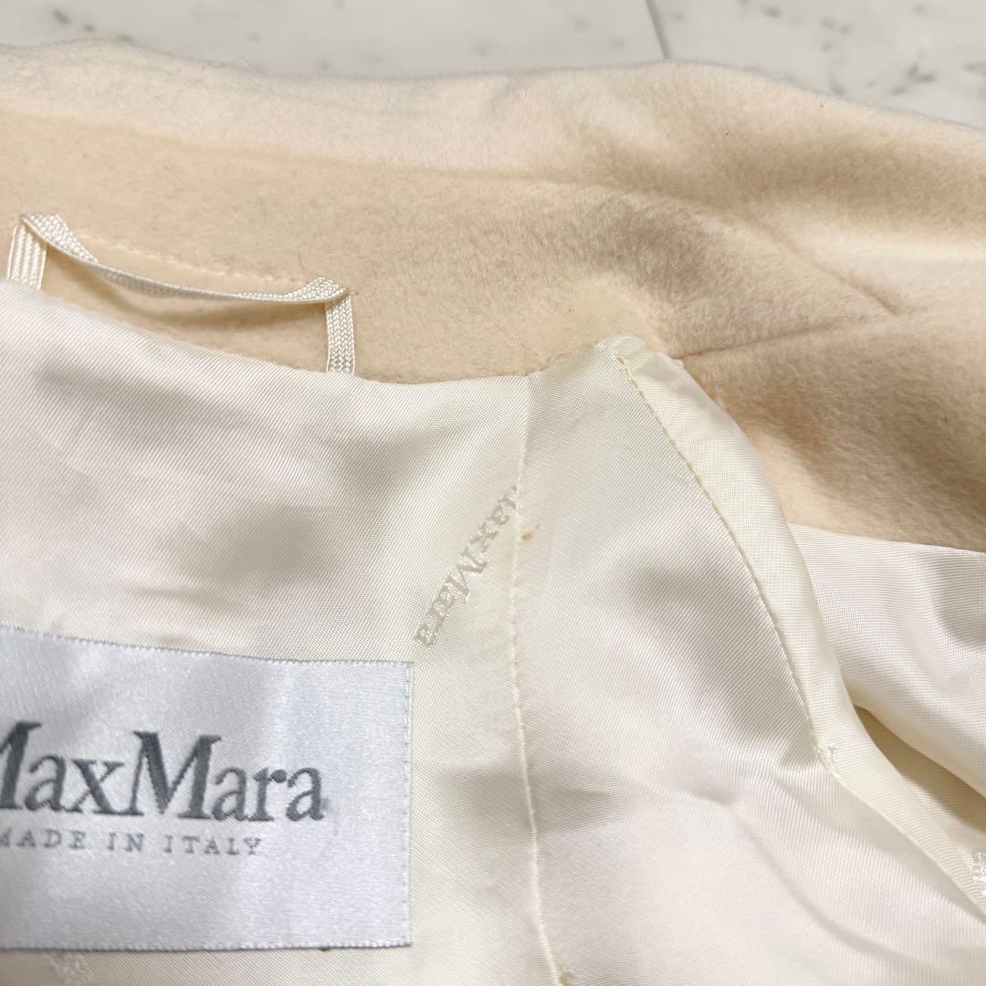 カシミヤ混❤️MaxMara 最高級ライン　ロングコート　ダブル　ホワイト　L