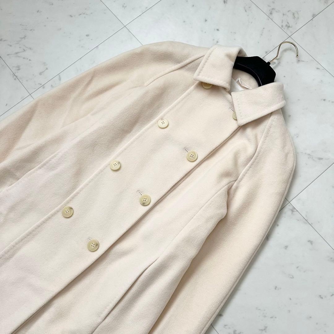 カシミヤ混❤️MaxMara 最高級ライン　ロングコート　ダブル　ホワイト　L