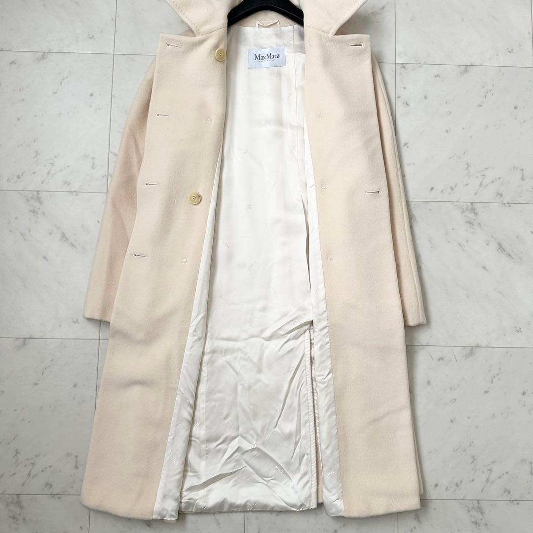 カシミヤ混❤️MaxMara 最高級ライン　ロングコート　ダブル　ホワイト　L