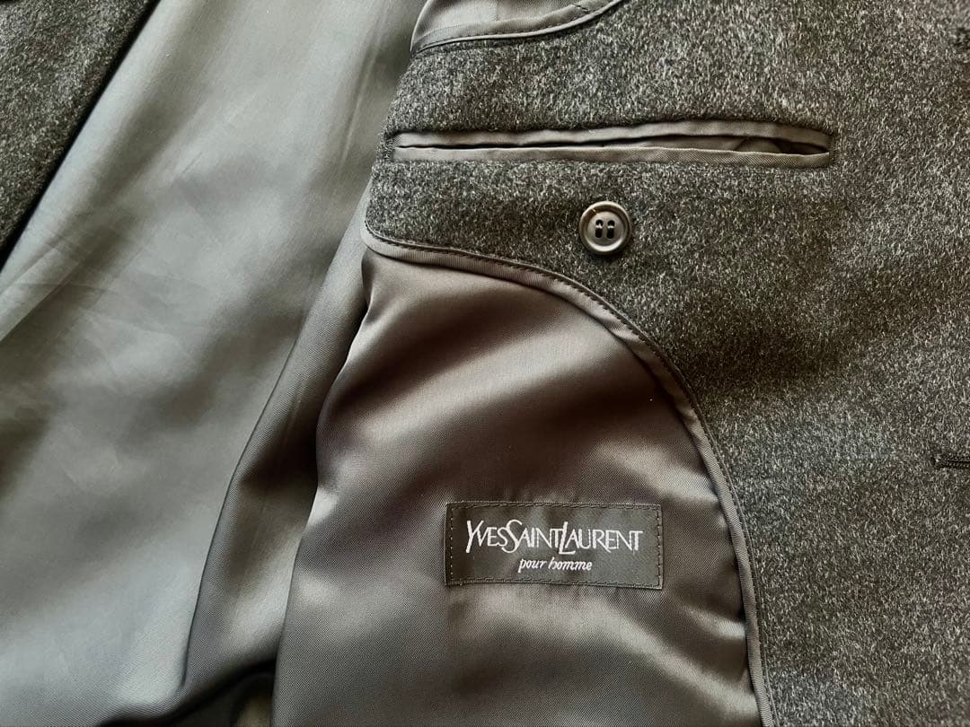 【極上品】イブサンローラン　ステンカラーコート　グレー　カシミヤ　S