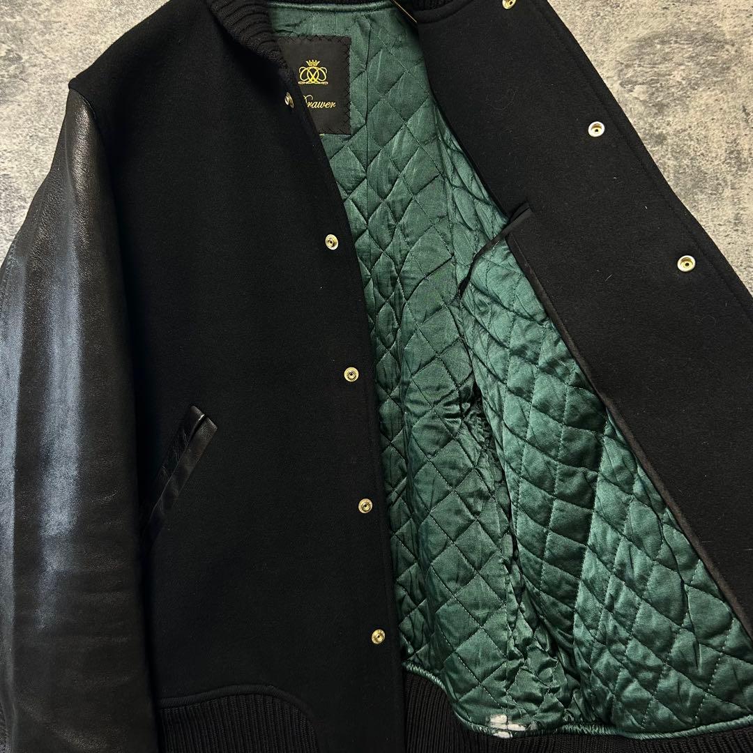 【最高峰】DRAWER 本革スタジャン　オールブラック　ウール/シルク混　38