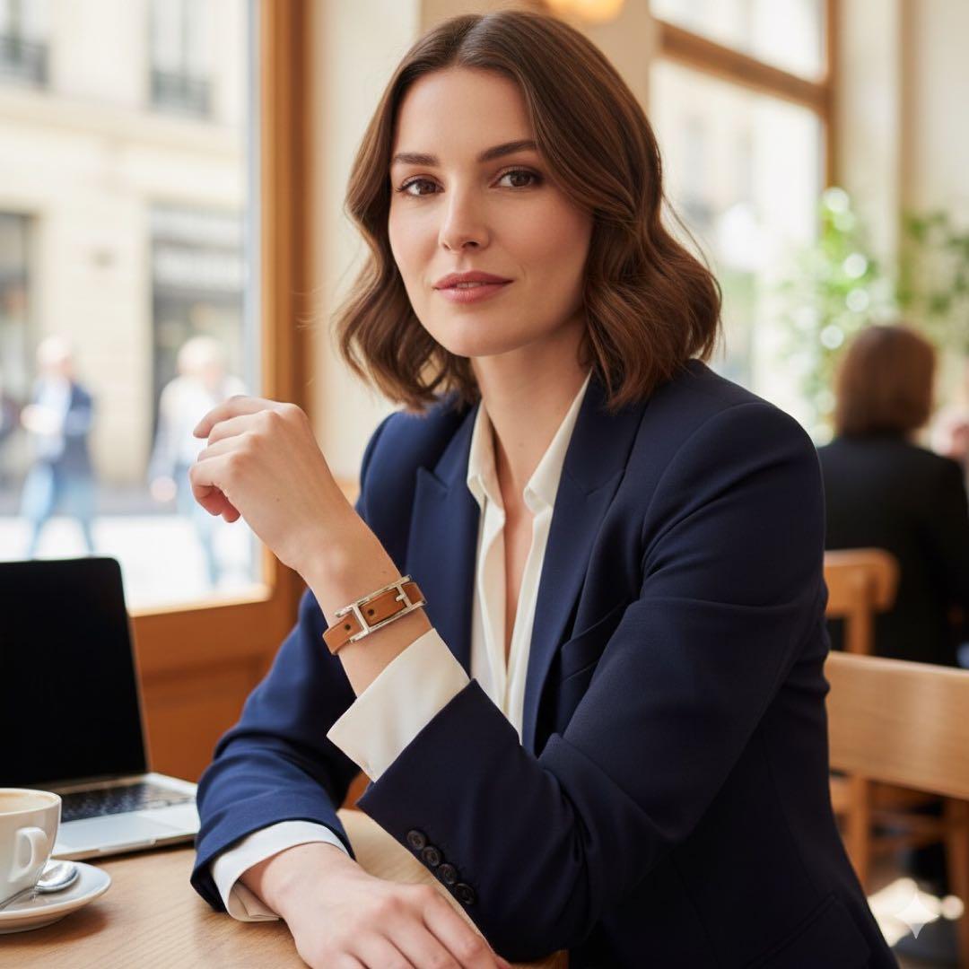 エルメス HERMES レザーブレスレット Hモチーフ アピ 美品 箱付