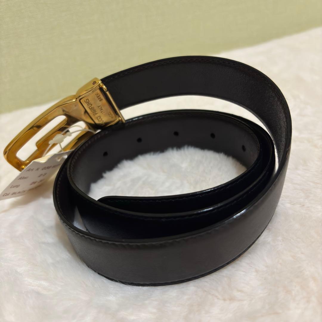 ［未使用級］GUCCIグッチレザーベルト ヴィンテージ GG ゴールド　金具