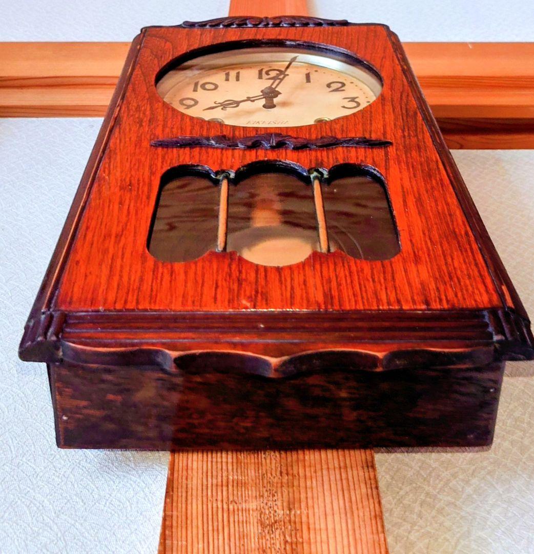 〈完動・美品〉栄計舎　 OCCUPIED JAPAN　箱型ゼンマイ振り子時計