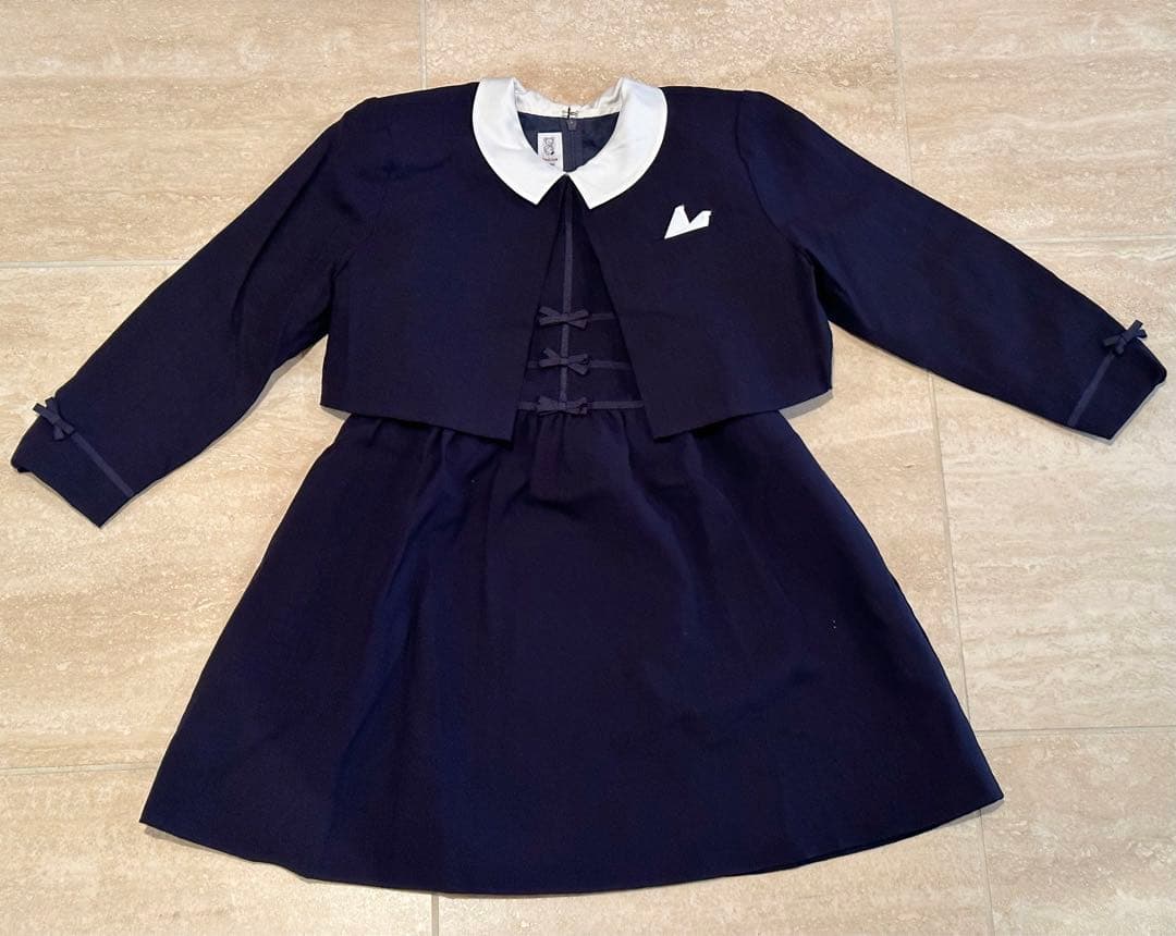 超美品familiarネイビーワンピース＆ボレロ 120 お受験　卒園式　入学式