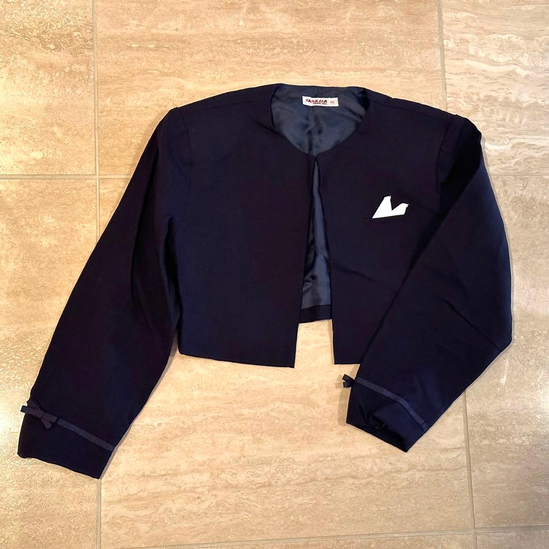 超美品familiarネイビーワンピース＆ボレロ 120 お受験　卒園式　入学式