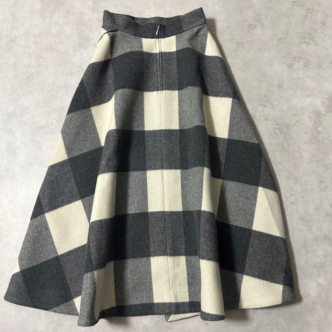 美品✨シートーキョー Elisa チェック柄ウールスカート Aライン マキシ丈