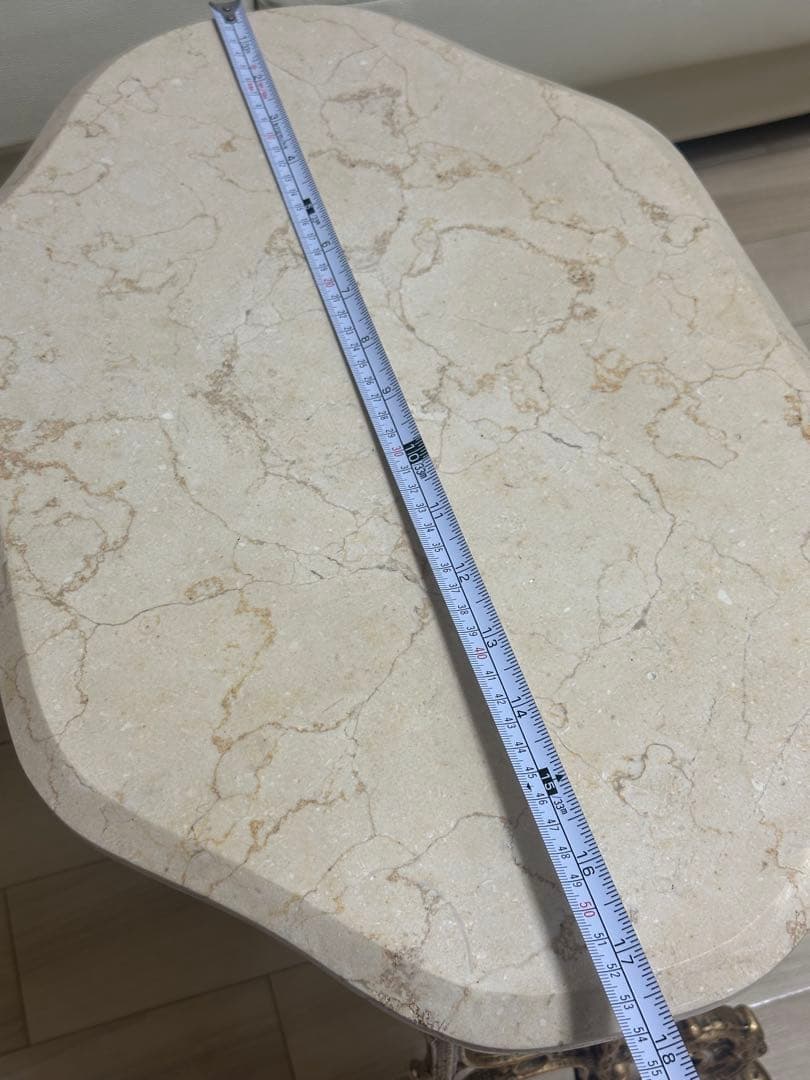 アンティーク調　大理石調　サイドテーブル　ゴールド脚