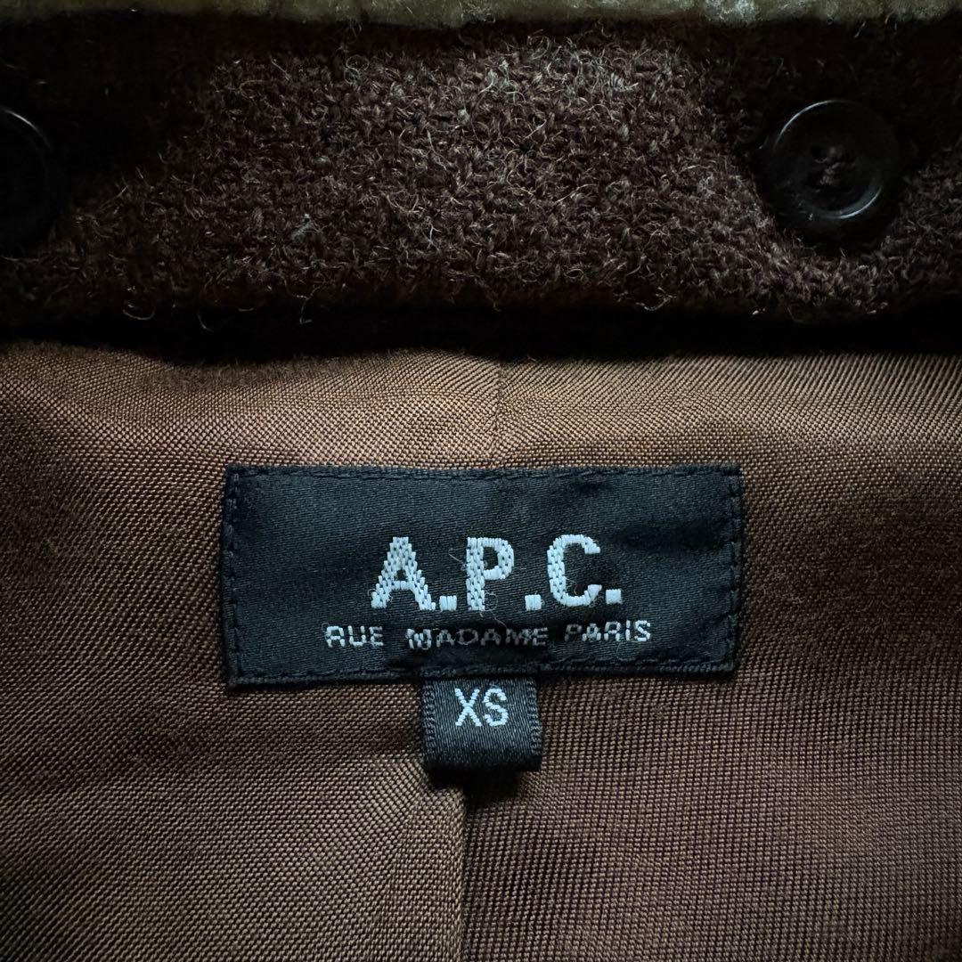 ☆L相当☆ APC ハリスツイード 比翼 ブルゾン ボア取り外し可 ダブルジップ