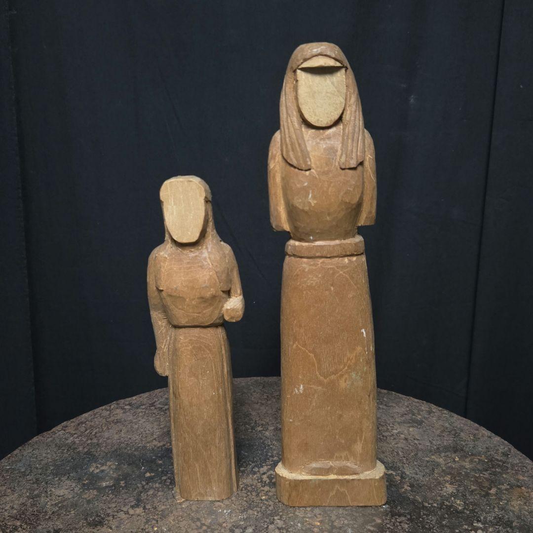 3点専用です！2体セット木製の女性像？オブジェ キリスト教系の